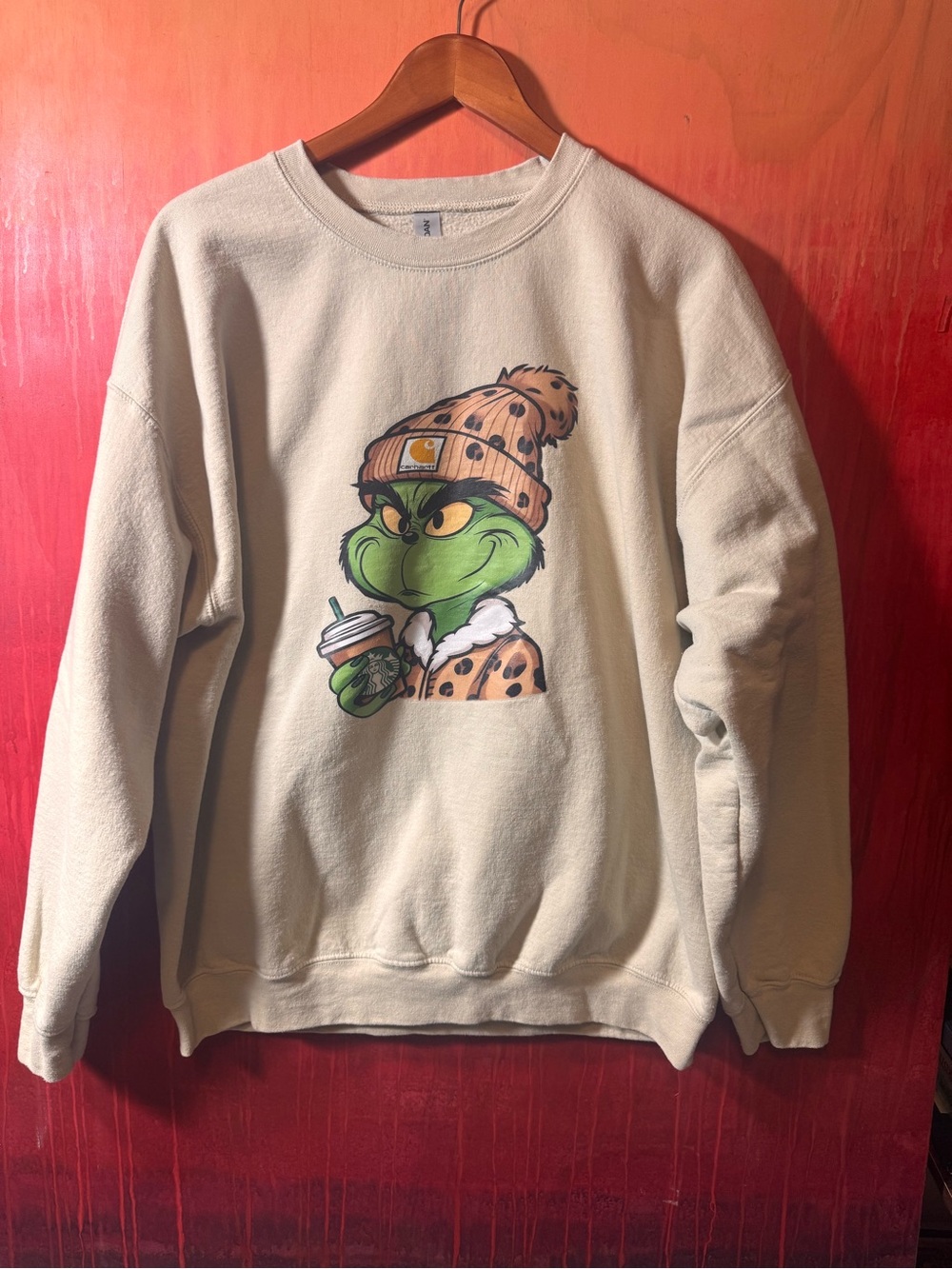 Green Holiday Character Coffee Sweatshirt XL